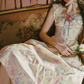 Romantic Square Neck Floral  Prom Dress Lace A-Line Evening Dress C8476