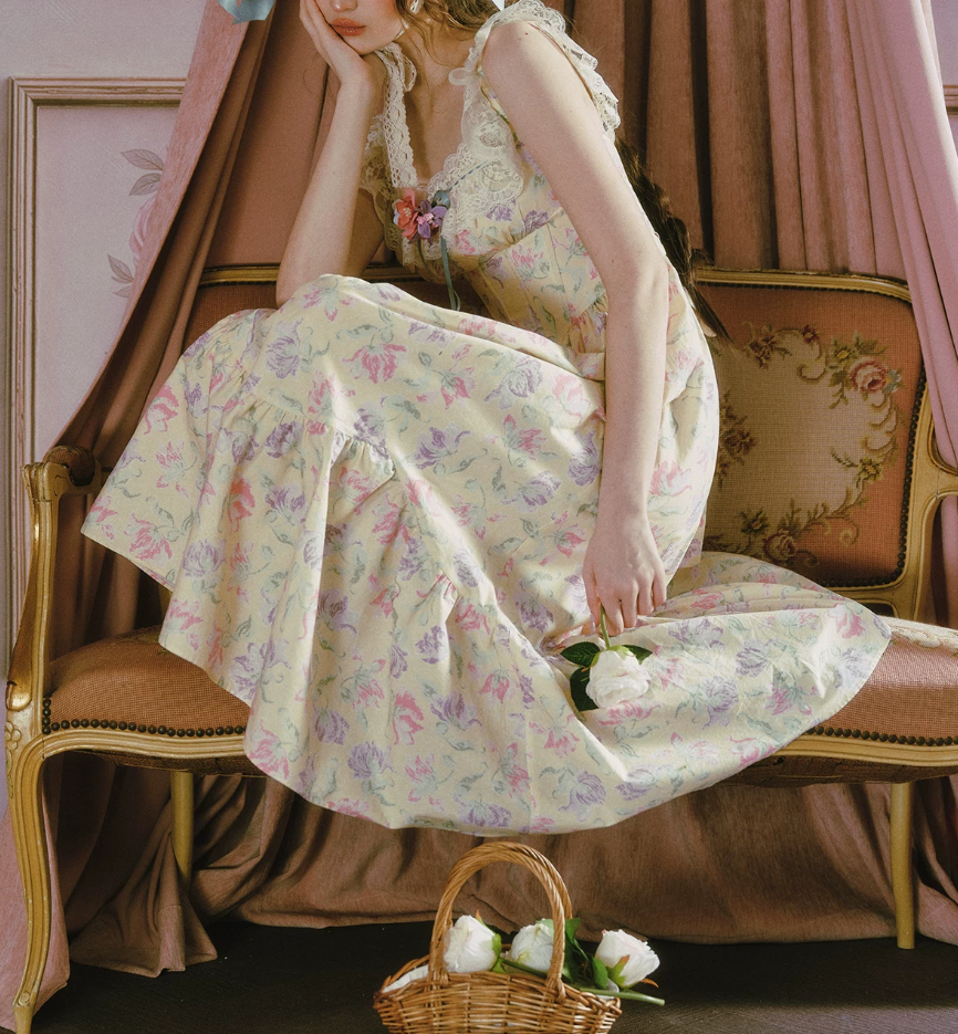 Romantic Square Neck Floral  Prom Dress Lace A-Line Evening Dress C8476