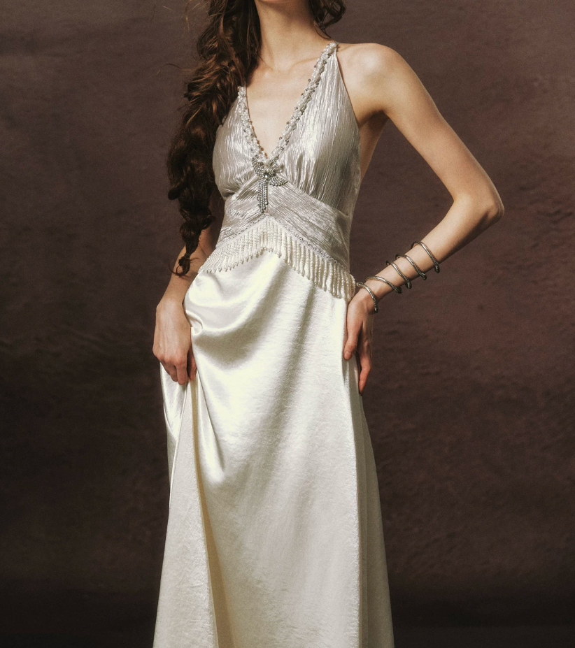 Robe de bal de princesse bustier à volants en satin long, robe de soirée C8117