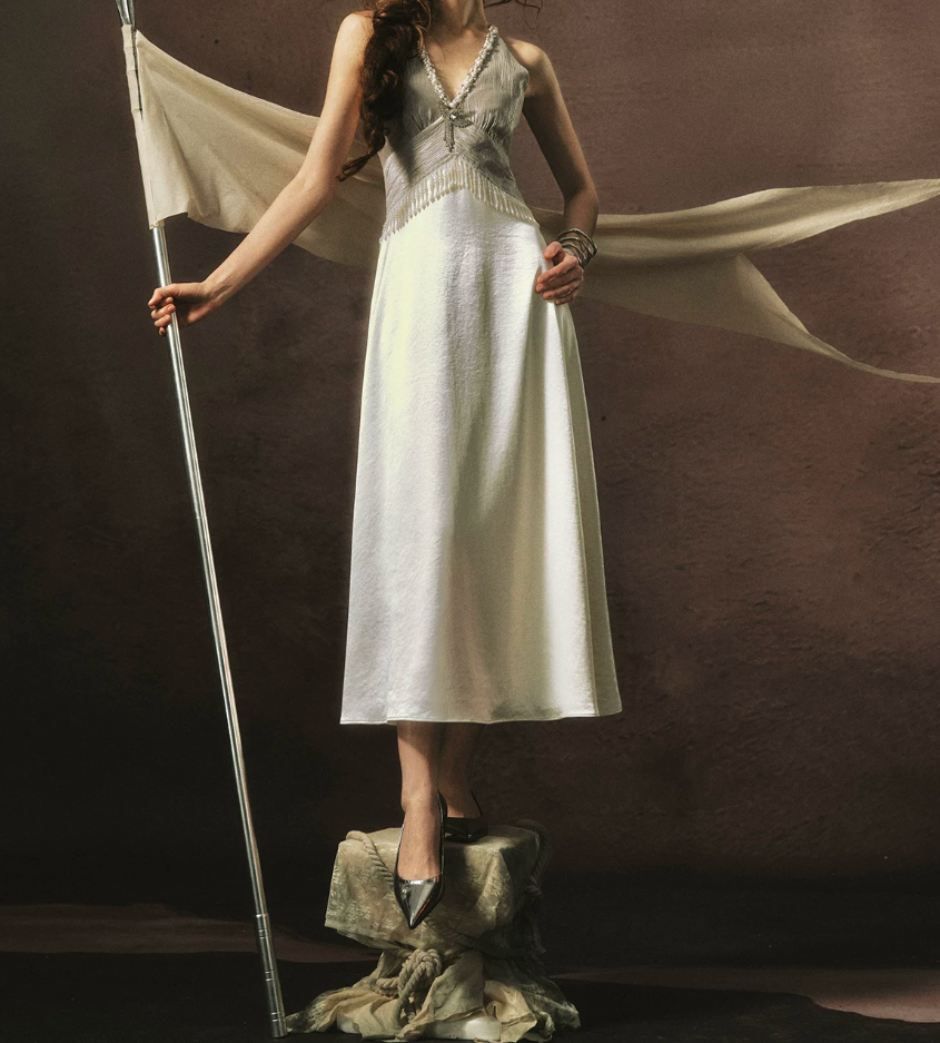 Robe de bal de princesse bustier à volants en satin long, robe de soirée C8117