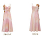 Classical Tie-Dye Pink Prom Dress Spaghetti Straps Floral A-Line Evening Dress C8478