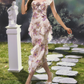 Robe de bal de princesse bustier à volants en satin long, robe de soirée C8117