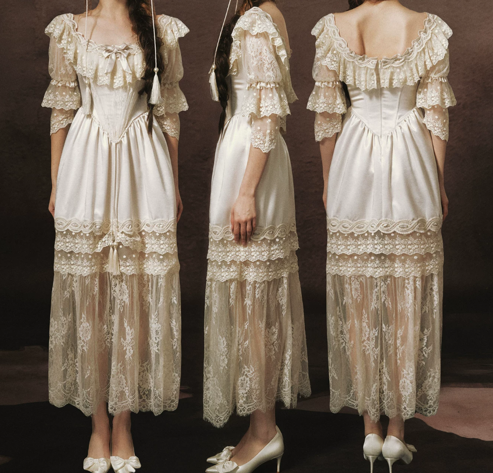 Robe de bal de princesse bustier à volants en satin long, robe de soirée C8117