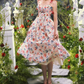 Rertro Spaghetti Straps Floral Prom Dress Appliques A-Line Evening Dress C8481