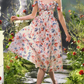 Rertro Spaghetti Straps Floral Prom Dress Appliques A-Line Evening Dress C8481