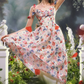 Rertro Spaghetti Straps Floral Prom Dress Appliques A-Line Evening Dress C8481