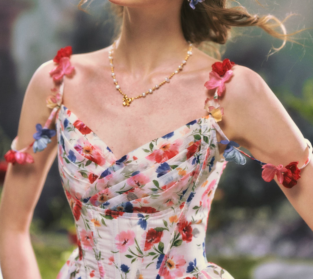 Rertro Spaghetti Straps Floral Prom Dress Appliques A-Line Evening Dress C8481