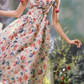 Rertro Spaghetti Straps Floral Prom Dress Appliques A-Line Evening Dress C8481