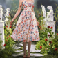 Rertro Spaghetti Straps Floral Prom Dress Appliques A-Line Evening Dress C8481