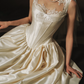 Superbe robe de mariée sirène bustier en satin et tulle, longue et en dentelle, C4563
