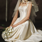 Superbe robe de mariée sirène bustier en satin et tulle, longue et en dentelle, C4563