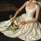 Superbe robe de mariée sirène bustier en satin et tulle, longue et en dentelle, C4563