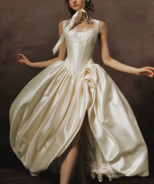Superbe robe de mariée sirène bustier en satin et tulle, longue et en dentelle, C4563