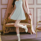 Simple Plaid Blue Homecoming Dress Halter Neck A-Line Birthday Dress C8483