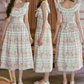 Playful Square Neck Floral Prom Dress Ruffles Bow A-Line Evening Dress C8485