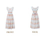 Playful Square Neck Floral Prom Dress Ruffles Bow A-Line Evening Dress C8485
