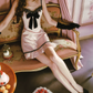 Adorable Lace Spaghetti Straps White Homecoming Dress Bow Ruffles Polka Dots A-Line Birthday Dress C8487