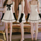 Adorable Lace Spaghetti Straps White Homecoming Dress Bow Ruffles Polka Dots A-Line Birthday Dress C8487