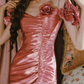 Unique Off-the-Shoulder Pink Prom Dress Ruffles Slit Mermaid Evening Dress C8488