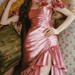 Unique Off-the-Shoulder Pink Prom Dress Ruffles Slit Mermaid Evening Dress C8488