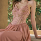 Enchanting Halter Neck Pink Prom Dress Lace A-Line Evening Dress C8493