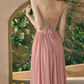 Enchanting Halter Neck Pink Prom Dress Lace A-Line Evening Dress C8493