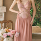 Enchanting Halter Neck Pink Prom Dress Lace A-Line Evening Dress C8493