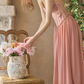 Enchanting Halter Neck Pink Prom Dress Lace A-Line Evening Dress C8493