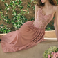Enchanting Halter Neck Pink Prom Dress Lace A-Line Evening Dress C8493