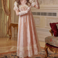 Romantic Jewel Neck Pink Prom Dress Lace A-Line Evening Dress C8494