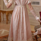 Romantic Jewel Neck Pink Prom Dress Lace A-Line Evening Dress C8494