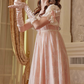 Romantic Jewel Neck Pink Prom Dress Lace A-Line Evening Dress C8494
