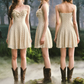 Trendy Spaghetti Straps Beige Homecoming Dress Ruffles Floral A-Line Birthday Dress C8498