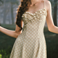 Trendy Spaghetti Straps Beige Homecoming Dress Ruffles Floral A-Line Birthday Dress C8498