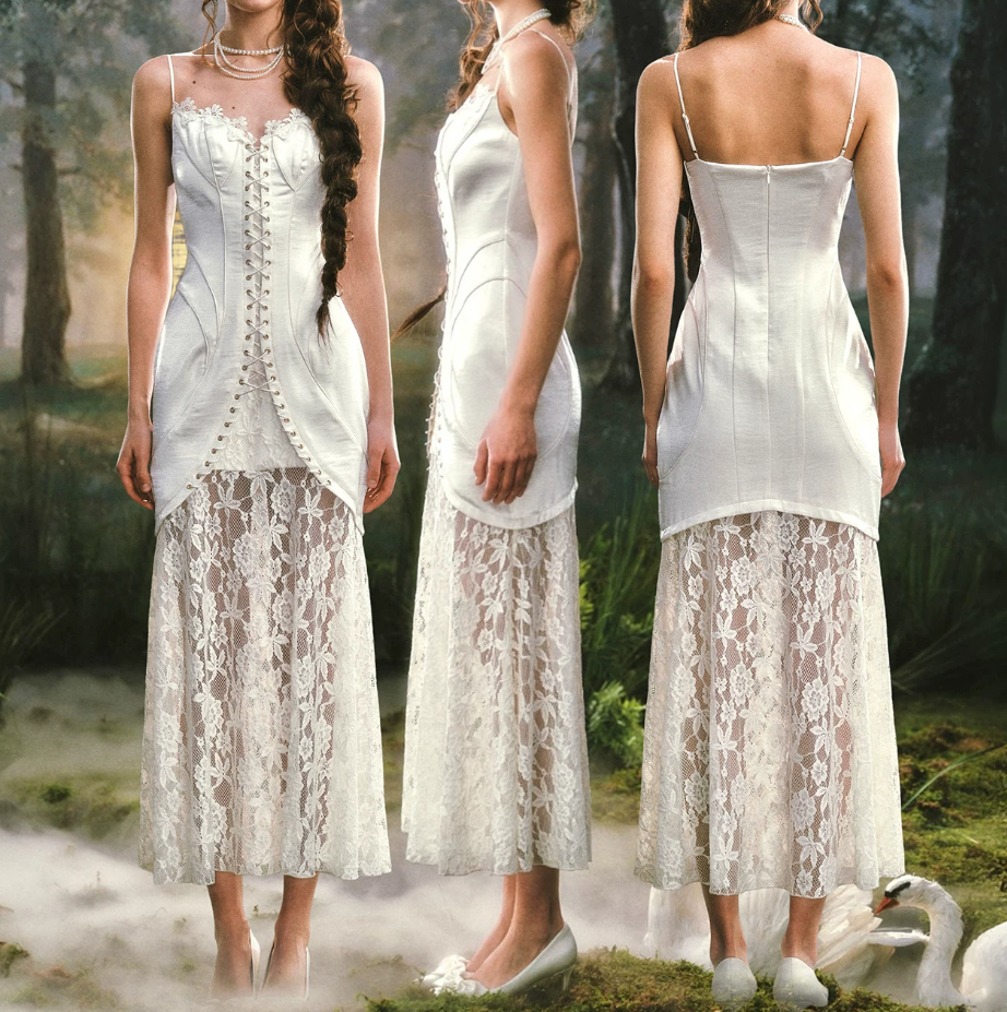Robe de bal de princesse bustier à volants en satin long, robe de soirée C8117
