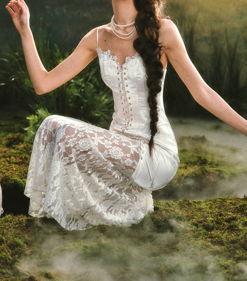 Robe de bal de princesse bustier à volants en satin long, robe de soirée C8117