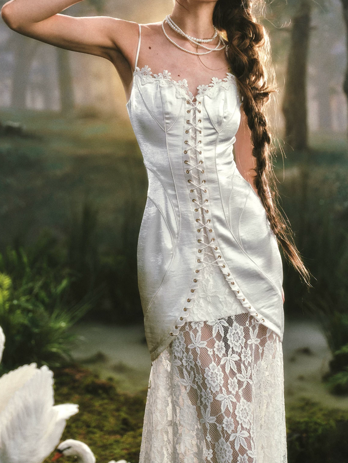 Robe de bal de princesse bustier à volants en satin long, robe de soirée C8117