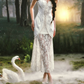 Robe de bal de princesse bustier à volants en satin long, robe de soirée C8117