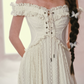 Charming Square Neck Ivory Prom Dress Ruffles Bodice Lace A-Line Evening Dress C8500