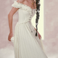 Charming Square Neck Ivory Prom Dress Ruffles Bodice Lace A-Line Evening Dress C8500