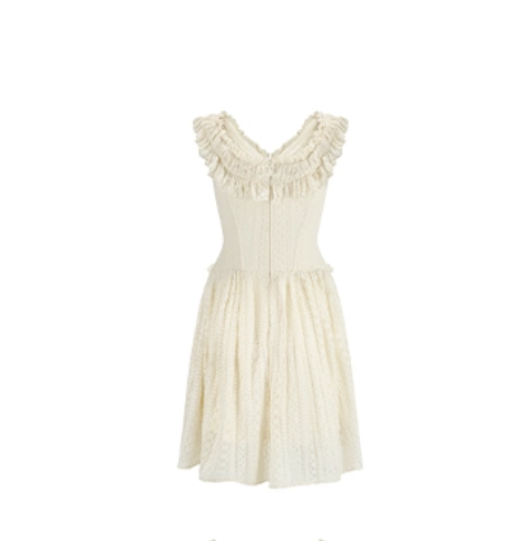 Elegant Off-the-Shoulder Ivory Homecoming Dress Lace Ruffles A-Line Birthday Dress C8501