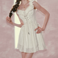 Elegant Off-the-Shoulder Ivory Homecoming Dress Lace Ruffles A-Line Birthday Dress C8501