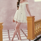 Elegant Off-the-Shoulder Ivory Homecoming Dress Lace Ruffles A-Line Birthday Dress C8501