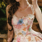Robe de bal de princesse bustier à volants en satin long, robe de soirée C8117