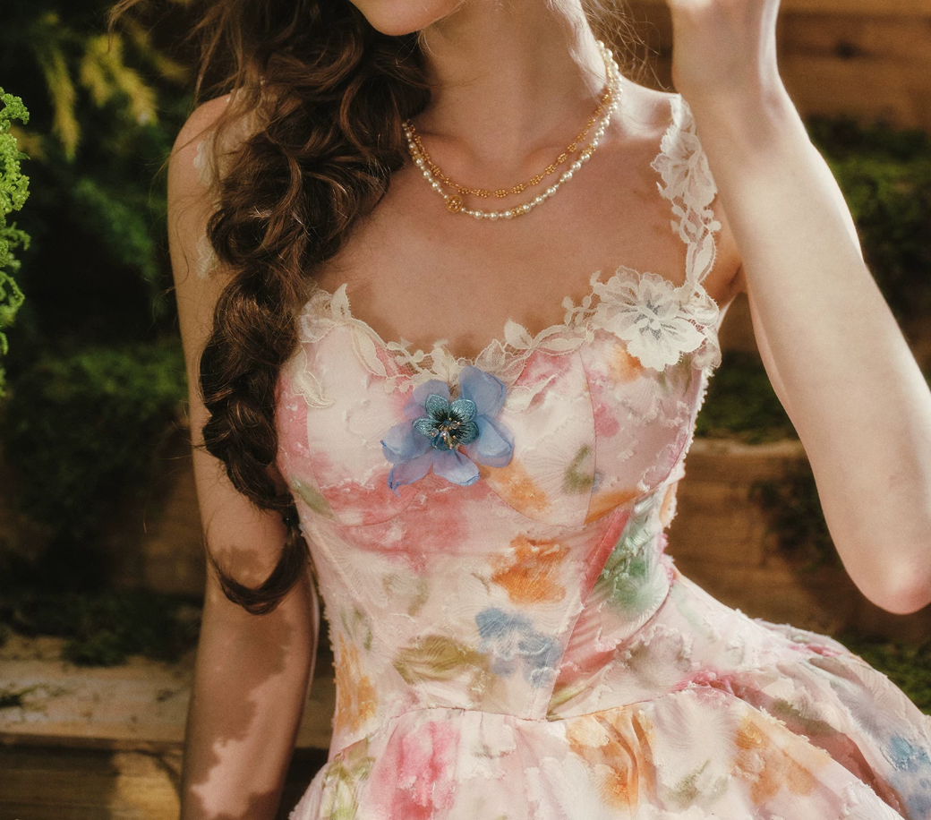 Robe de bal de princesse bustier à volants en satin long, robe de soirée C8117