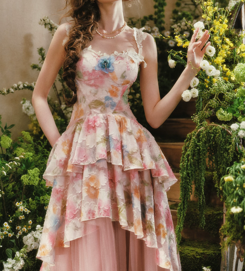 Robe de bal de princesse bustier à volants en satin long, robe de soirée C8117