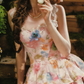 Robe de bal de princesse bustier à volants en satin long, robe de soirée C8117