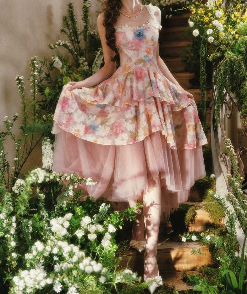 Robe de bal de princesse bustier à volants en satin long, robe de soirée C8117