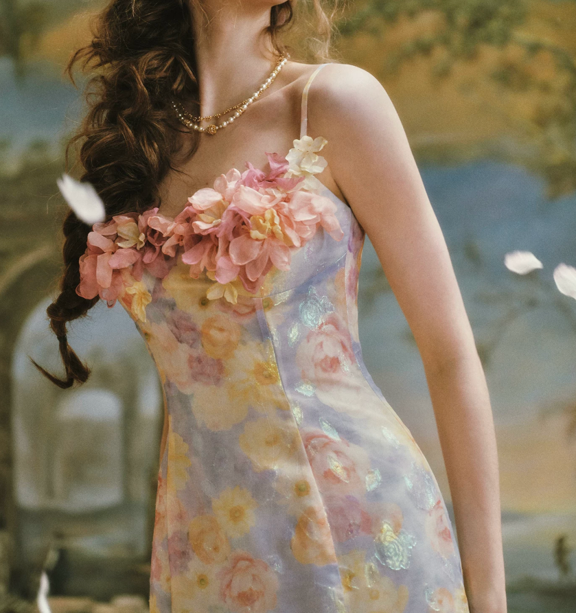 Ornate Spaghetti Straps Floral Prom Dress Appliques Sheath Evening Dress C8504