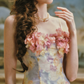 Ornate Spaghetti Straps Floral Prom Dress Appliques Sheath Evening Dress C8504